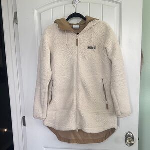 Columbia Cream Sherpa Zip Hoodie with Tan Lining